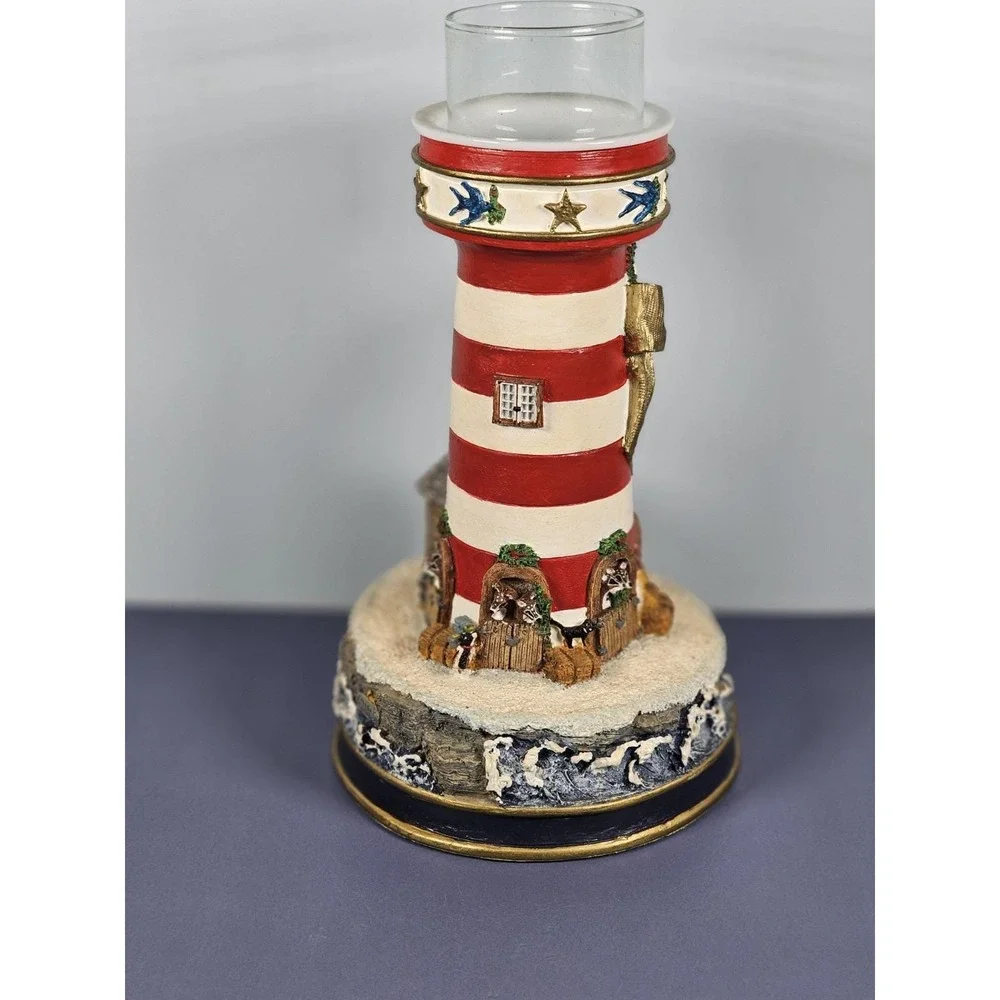 Danbury Mint Lighthouse Candle Holder Holiday Decor w COA